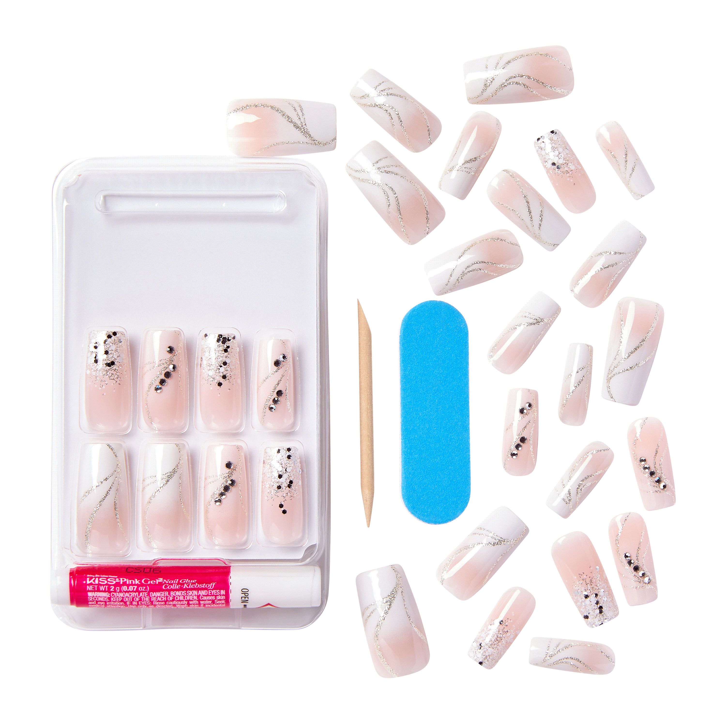 KISS Classy Nails Premium, Press-On Nails, Stunning!, Pink, Long Square, 30 Count KISS Classy Nails Premium, Press-On Nails, Stunning!, Pink, Long Square, 30 Count