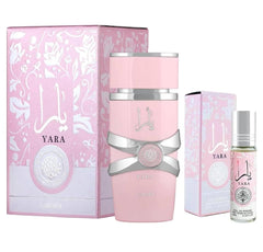 Lattafa Yara EDP 3.4 Fl Oz + Yara Perfume Oil 0.34 Fl Oz Bundle