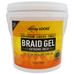 AllDay Locks Braid Gel, Extreme Hold, Long Lasting for Braids, Locks, Twists 64oz (Bucket)
