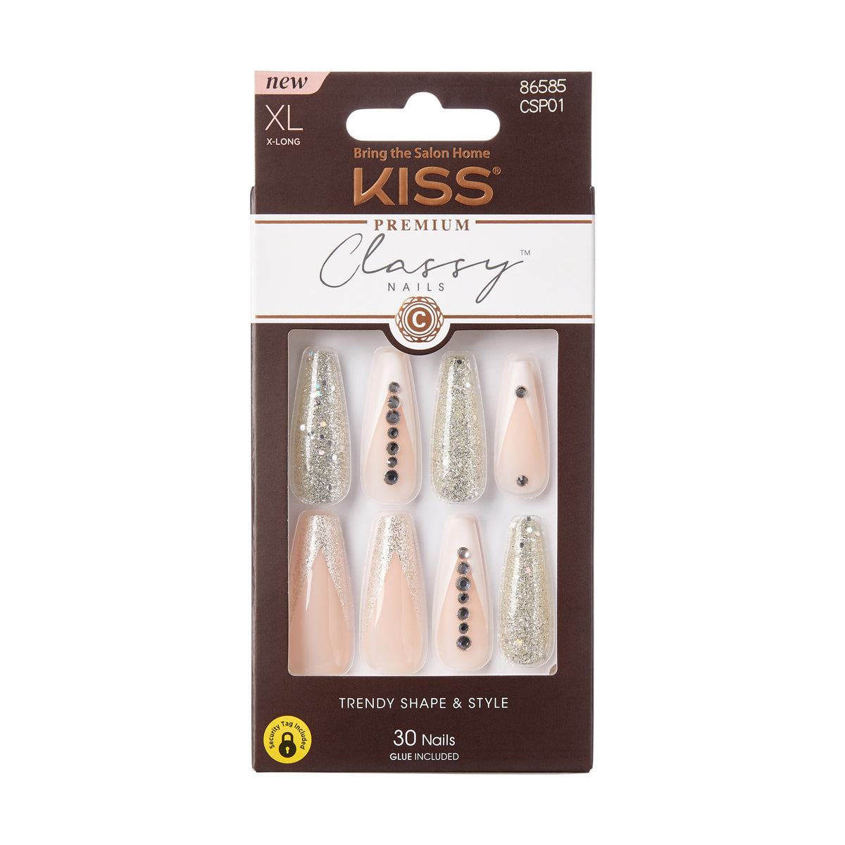 KISS Classy Premium Fake Nails, Sophisticated, 30 Count