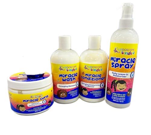 Kaleidoscope Kids Collection - Detangling Shampoo, Leave-in Conditioner, Curl Creme, Miracle Spray