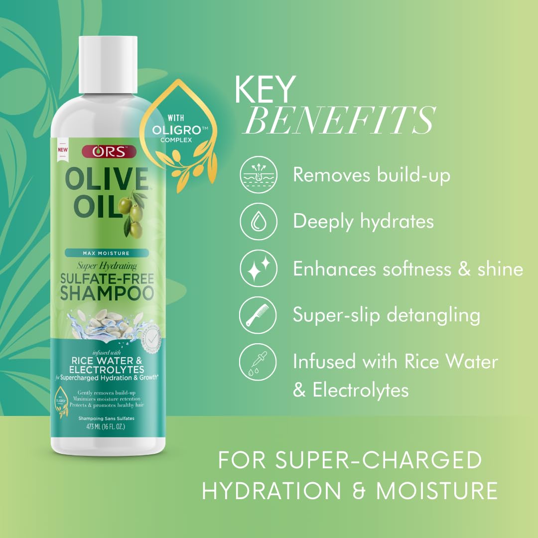 ORS hair Ors Olive Oil Shampoo Super Hydrating Sulfate-Free 16 Ounce (473ml)