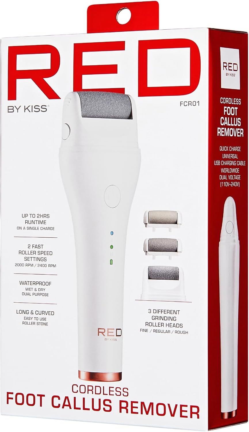 Cordless Foot Callus Remover  Easy & Portable Long and Curved Roller Head Stone