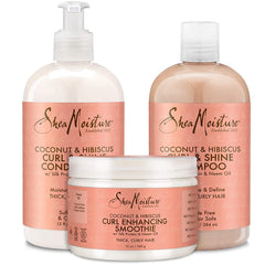 SheaMoisture Coconut & Hibiscus Curl Set Shampoo, CONDITIONER & Curl Enhancing