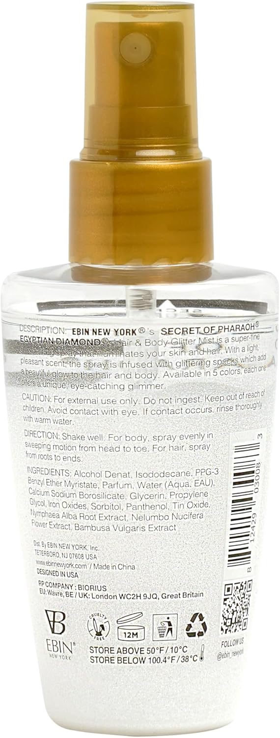 EBIN NEW YORK Egyptian Diamond Hair, Face & Body Glitter Mist - Platinum