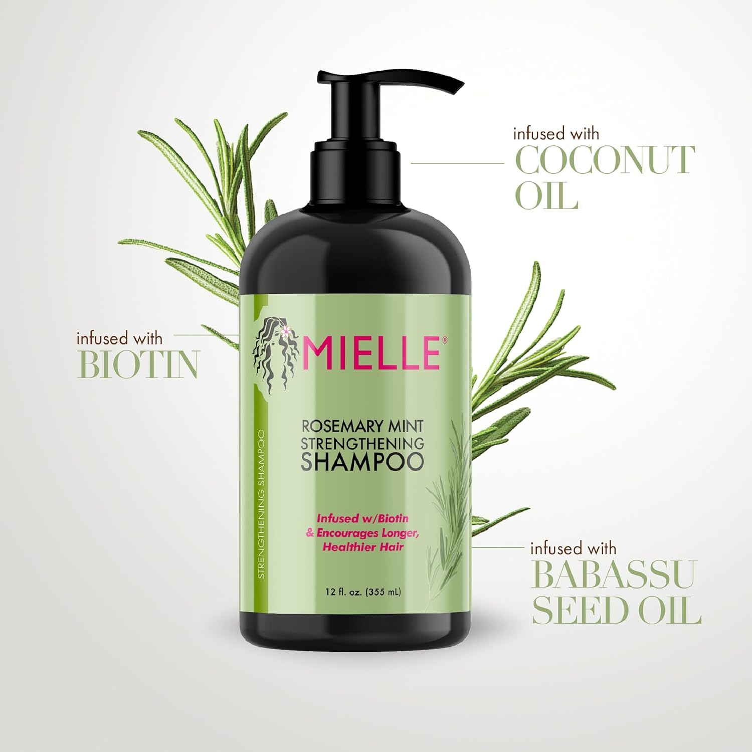 Mielle Organics Rosemary Mint Strengthening Hair Oil and Shampoo