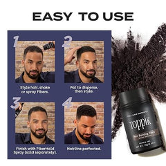 Toppik Hair Building Fibers, 12g Fill In Fine or Thinning Hair Instantly Thicker, Fuller Looking Hair 9 Shades for Men & Women