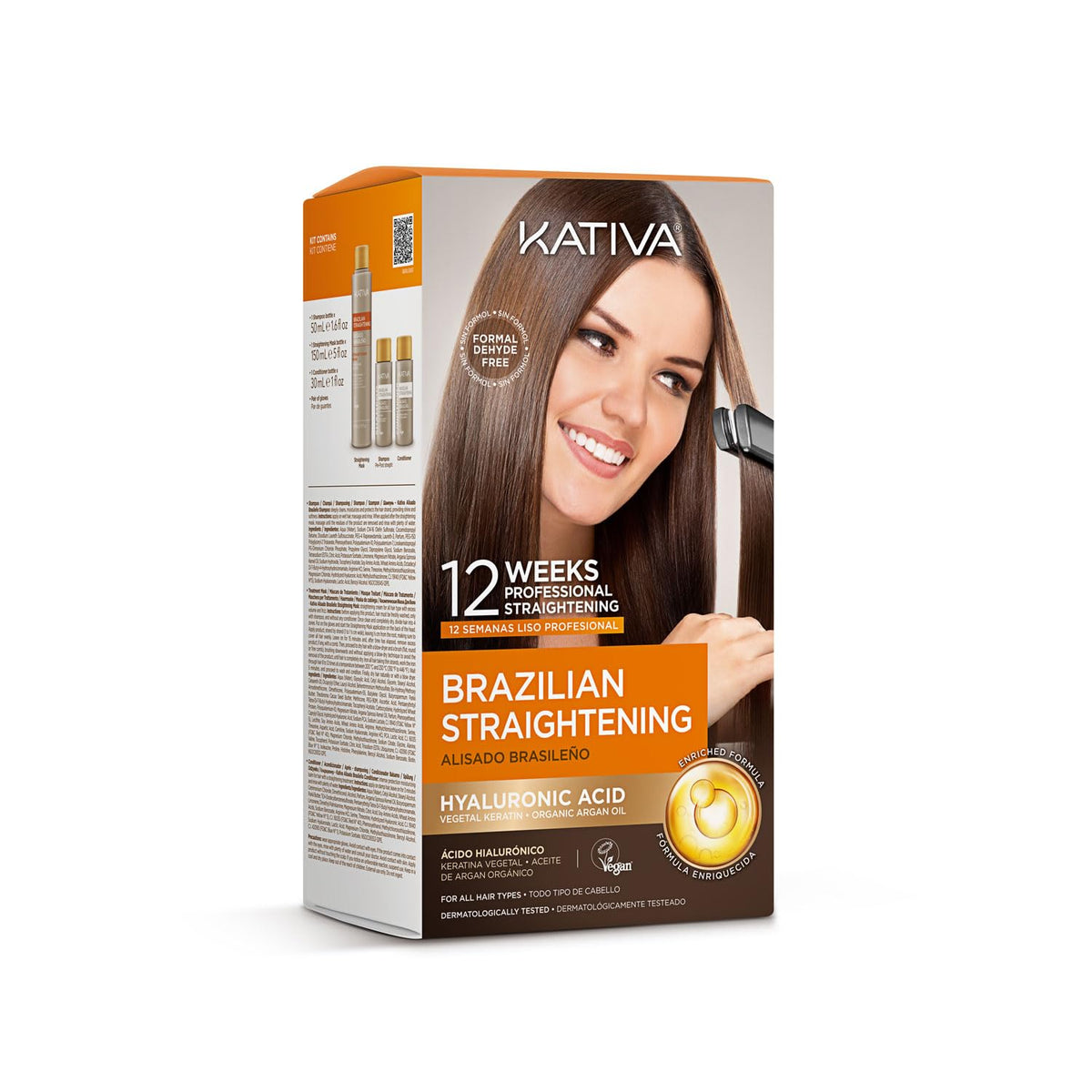 Brazilian Keratin Straightening Treatment at Home with Hyaluronic Acid and Premium Serum | Kativa Keratin