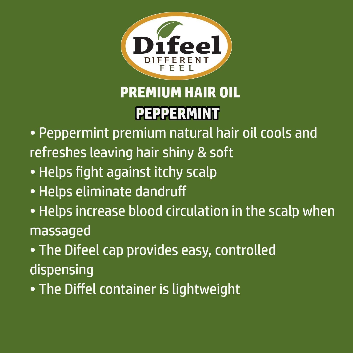 Difeel Premium Natural Hair Oil - Peppermint Oil 2.5 ounce (Pack of 2)