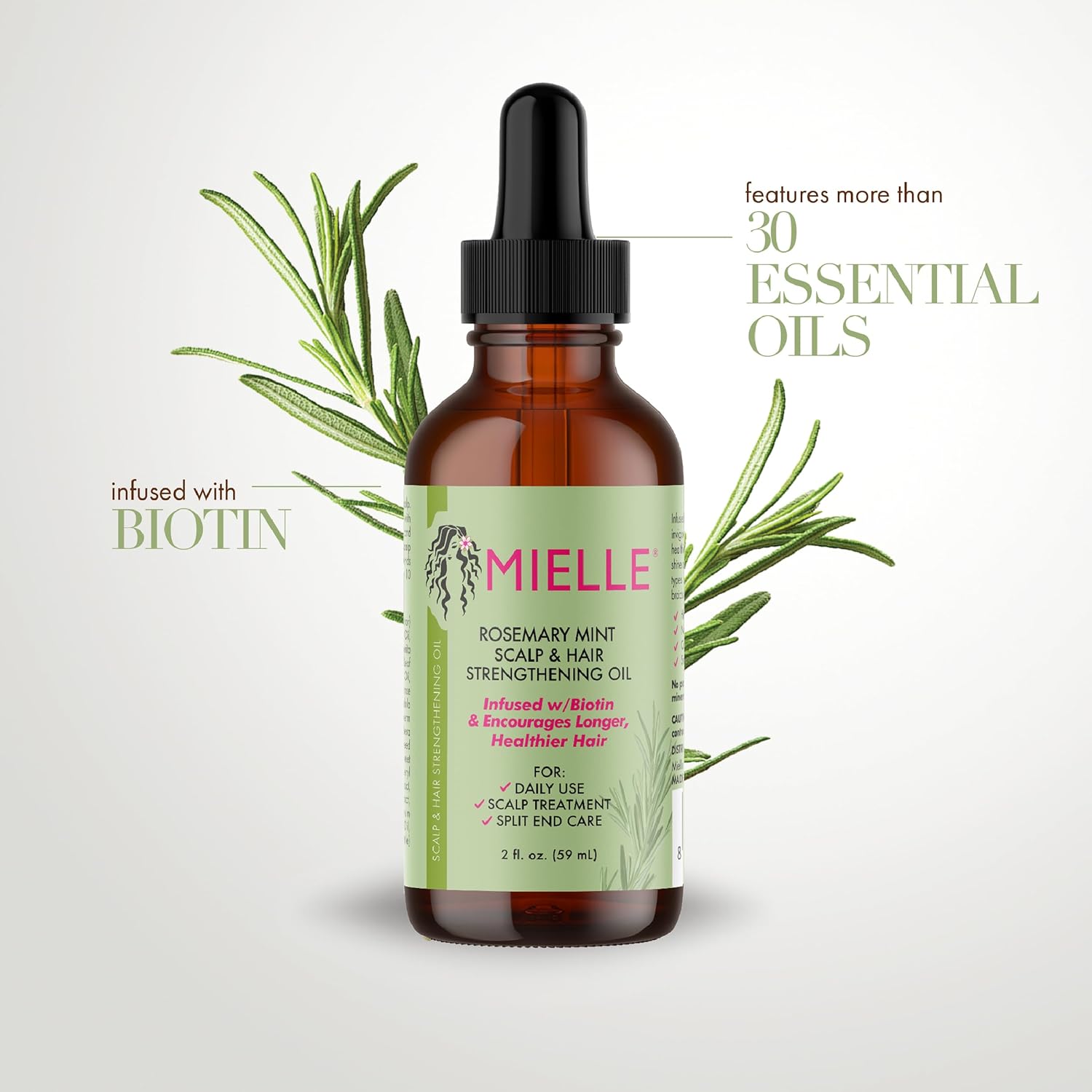 Mielle Organics Rosemary Mint Strengthening Hair Oil and Shampoo