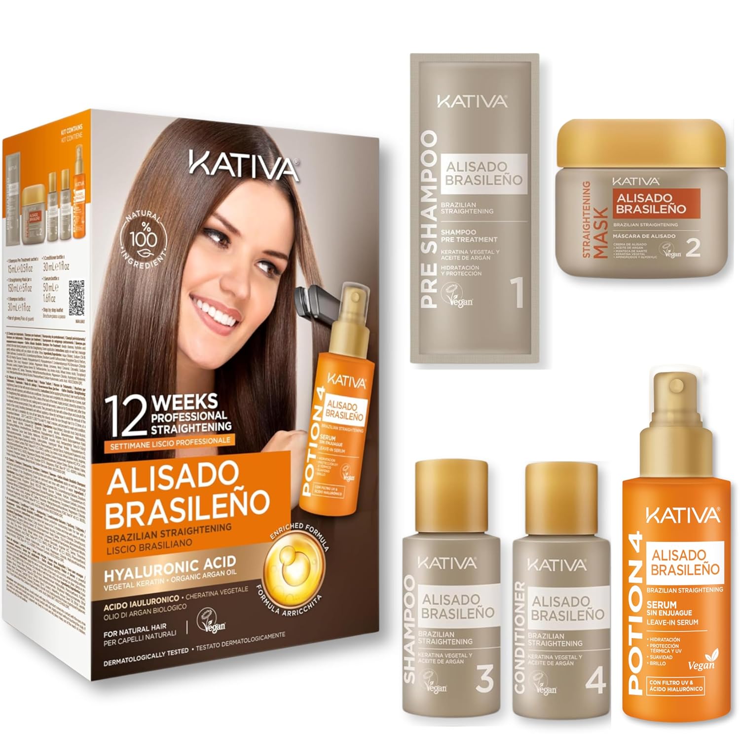 Brazilian Keratin Straightening Treatment at Home with Hyaluronic Acid and Premium Serum | Kativa Keratin