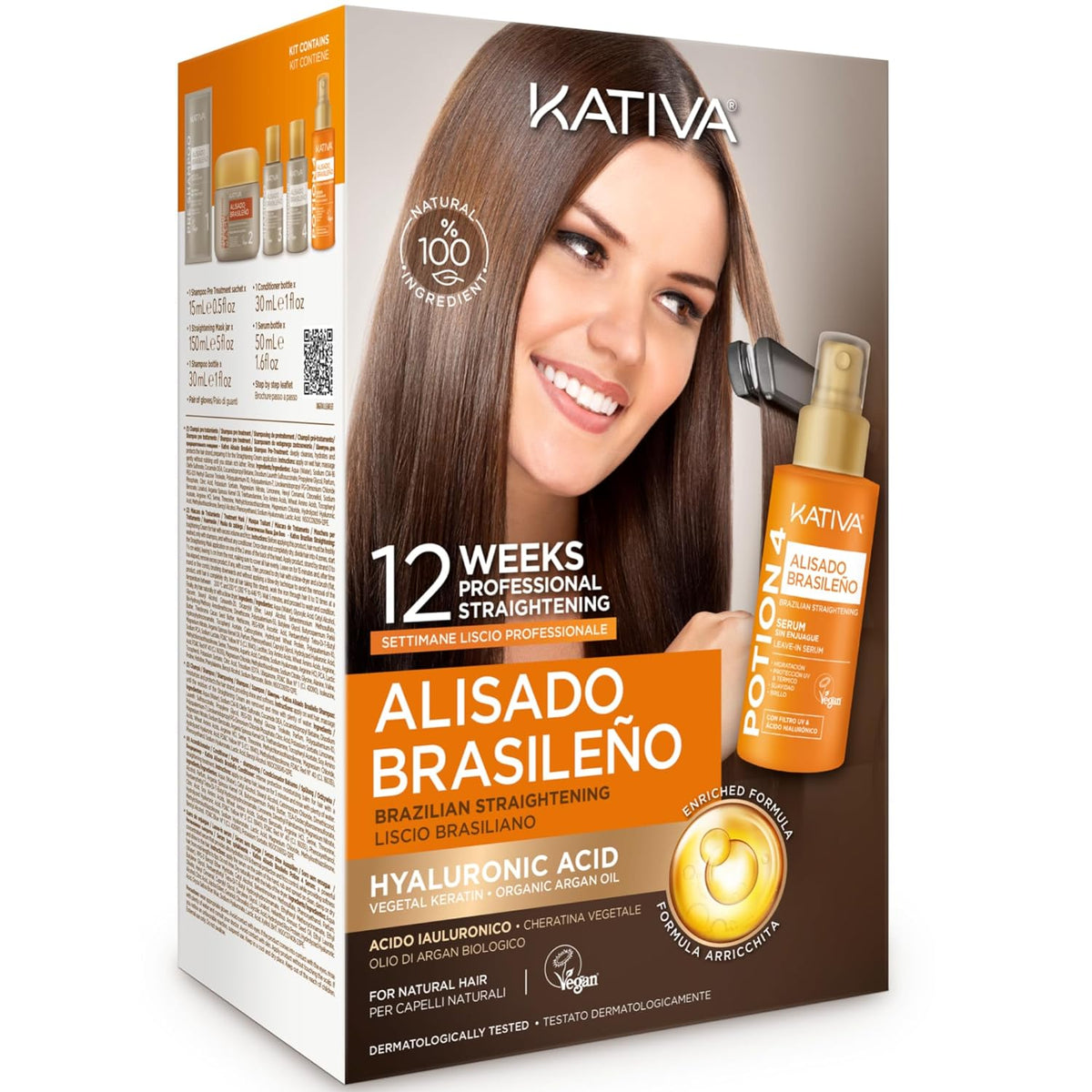 Brazilian Keratin Straightening Treatment at Home with Hyaluronic Acid and Premium Serum | Kativa Keratin