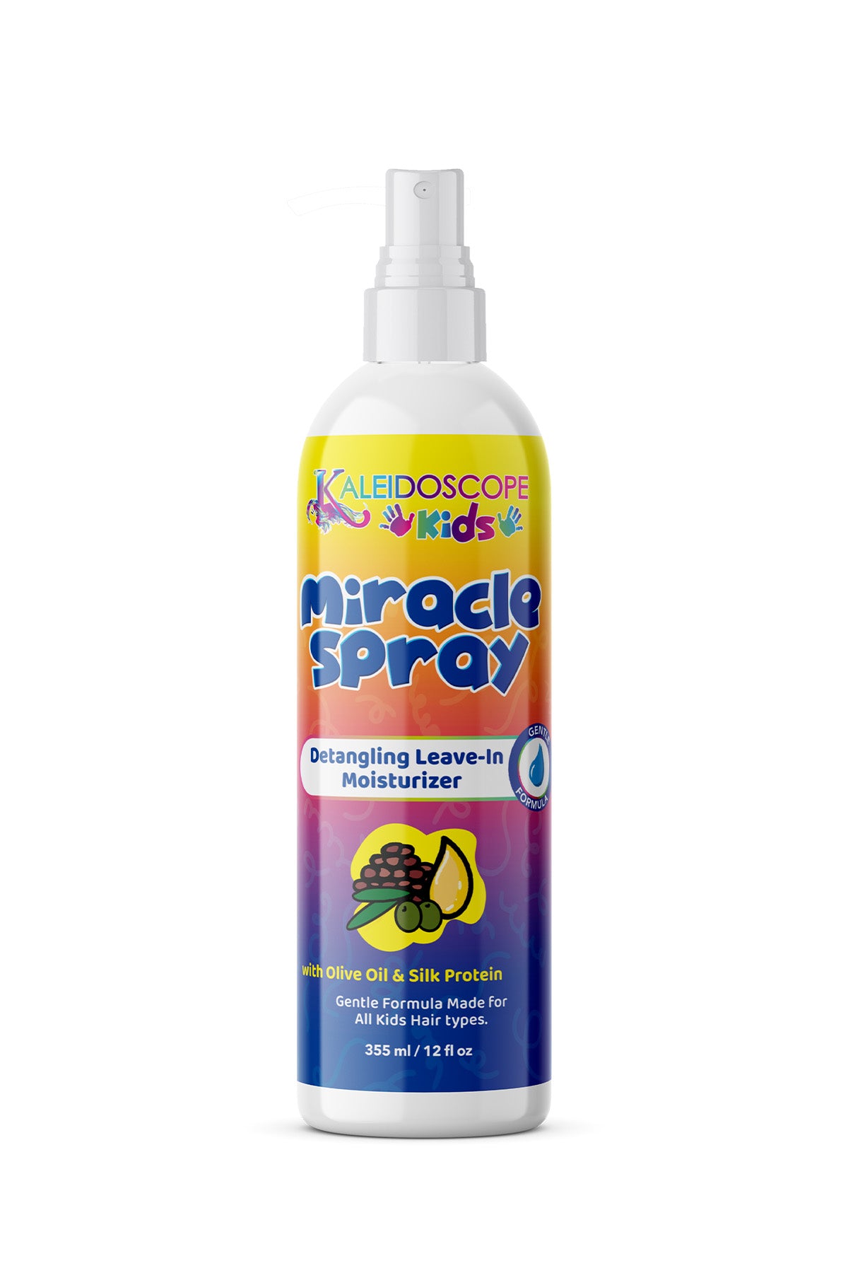 Kaleidoscope Kids Miracle Spray Leave In Conditioner 12oz, Moisturizing, All Hair Types