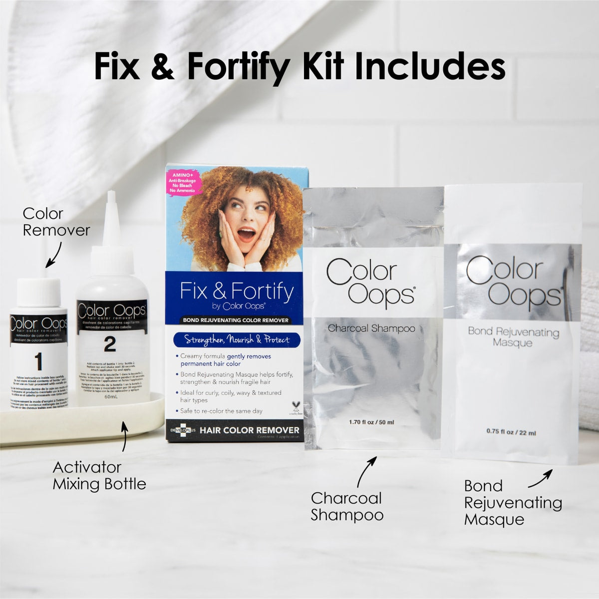 Color Oops Fix and Fortify Hair Color Remover, Bleach-Free Bond Rejuvenating Dye Remover